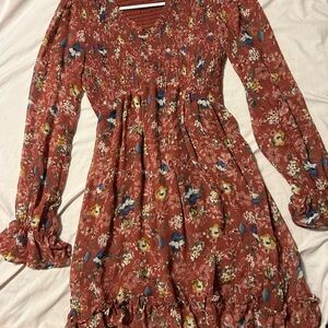 Floral Smocked Long Sleeve Dress Hailey & Co